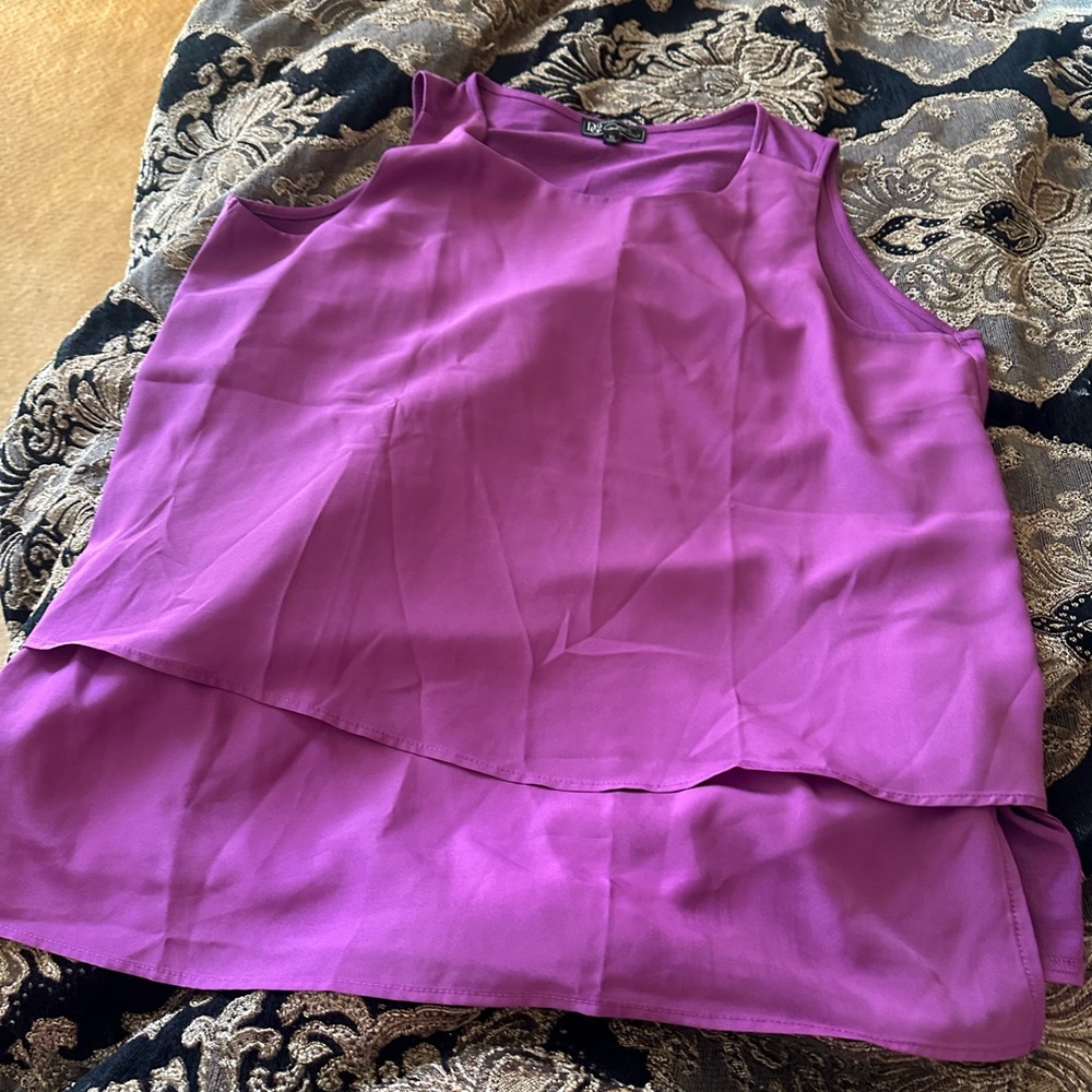 DG2 Purple Asymmetrical Tiered Sleeveless Tank Top